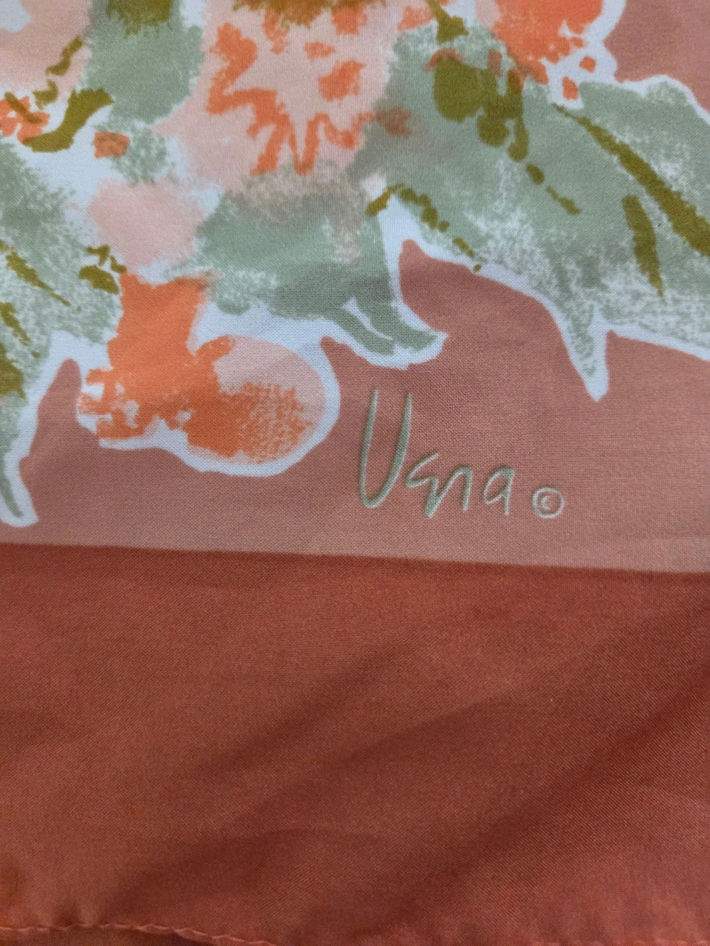 Vana Vintage Rust & Blush Floral Print Made In Japan Scarf
